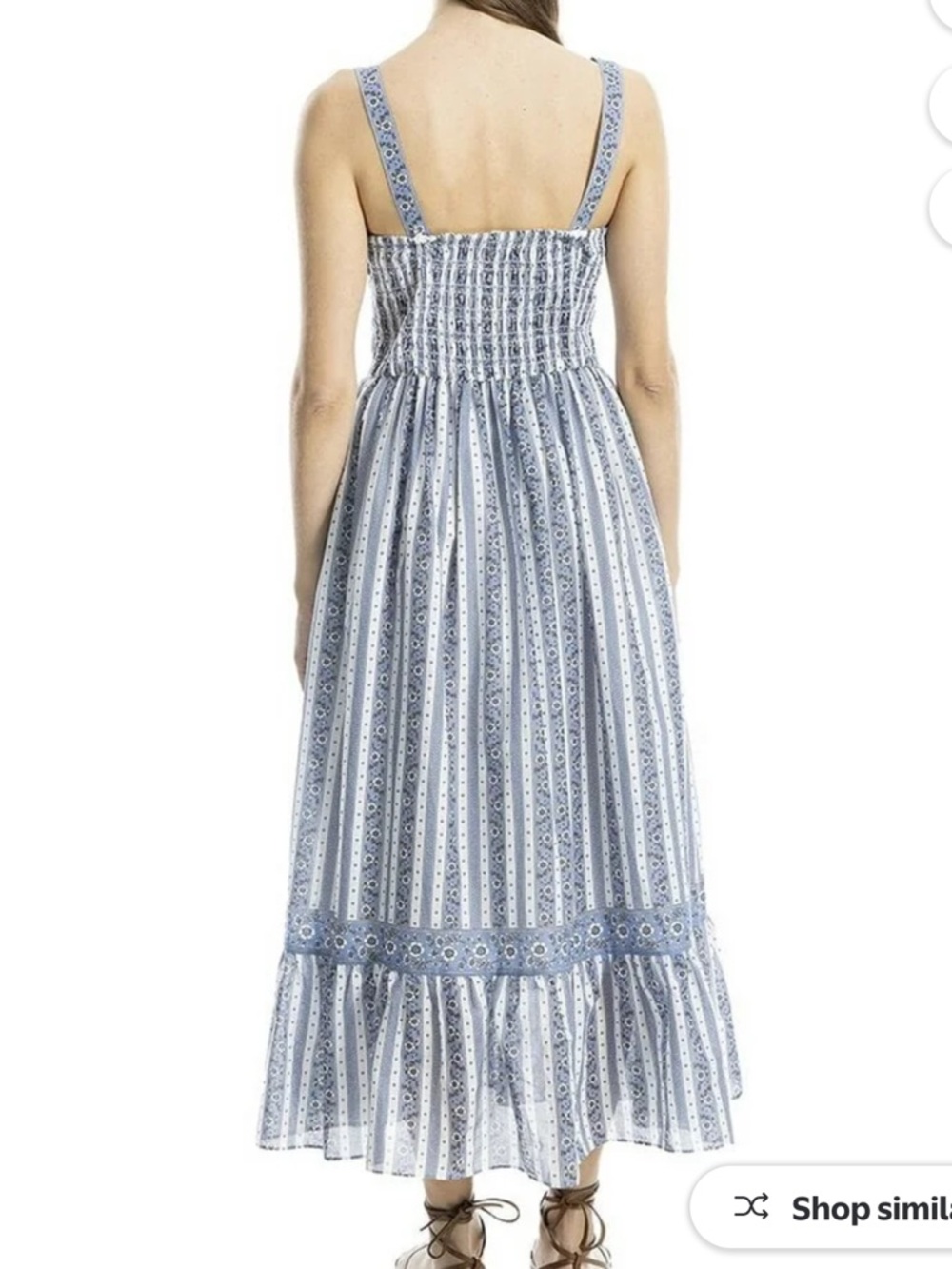 Max Studio Blue & White Striped Square-Neck Maxi Dress with POCKETS!! - Picture 2 of 10